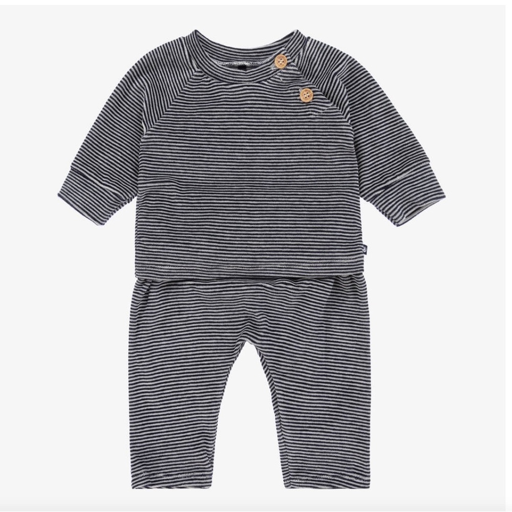 Petit Bateau Navy Striped Velour Track Set